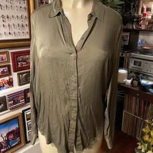Olive Green Women's Button-Up Blouse